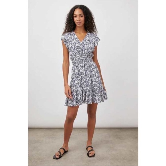 Rails Tara Texture Floral Dress Navy White Size XS - Picture 1 of 7